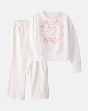 Girls 2-Piece French Terry Pullover & Pant Set - Cream&nbsp; &nbsp;, 