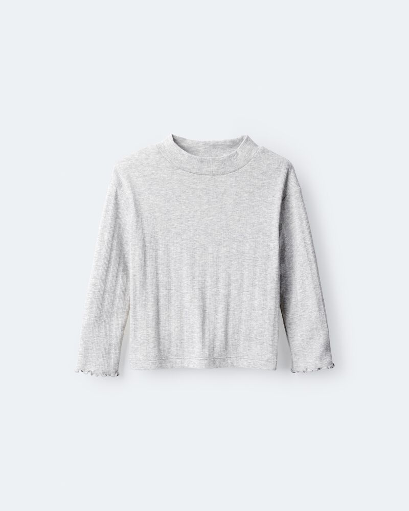 Toddler Girl Mock Neck Long-Sleeve Top - Heather Grey, image 2 of 6 slides