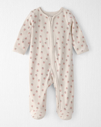 Baby Girl Organic Cotton Sleep & Play Pajama in Strawberry, 