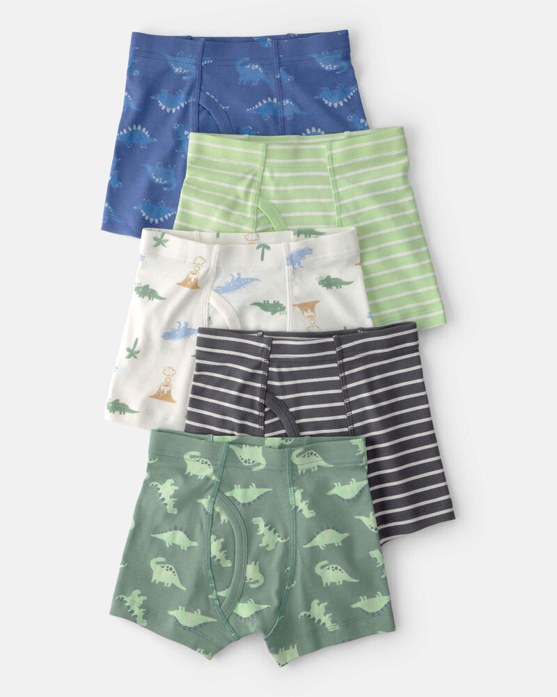 Toddler Boy 5-Pack Dino Boxer Brief Underwear - Green/Blue, image 1 of 2 slides