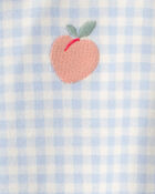 Baby Girl Peach Gingham 2-Way Zip 100% Cotton Sleep & Play Pajama - Blue, image 5 of 6 slides