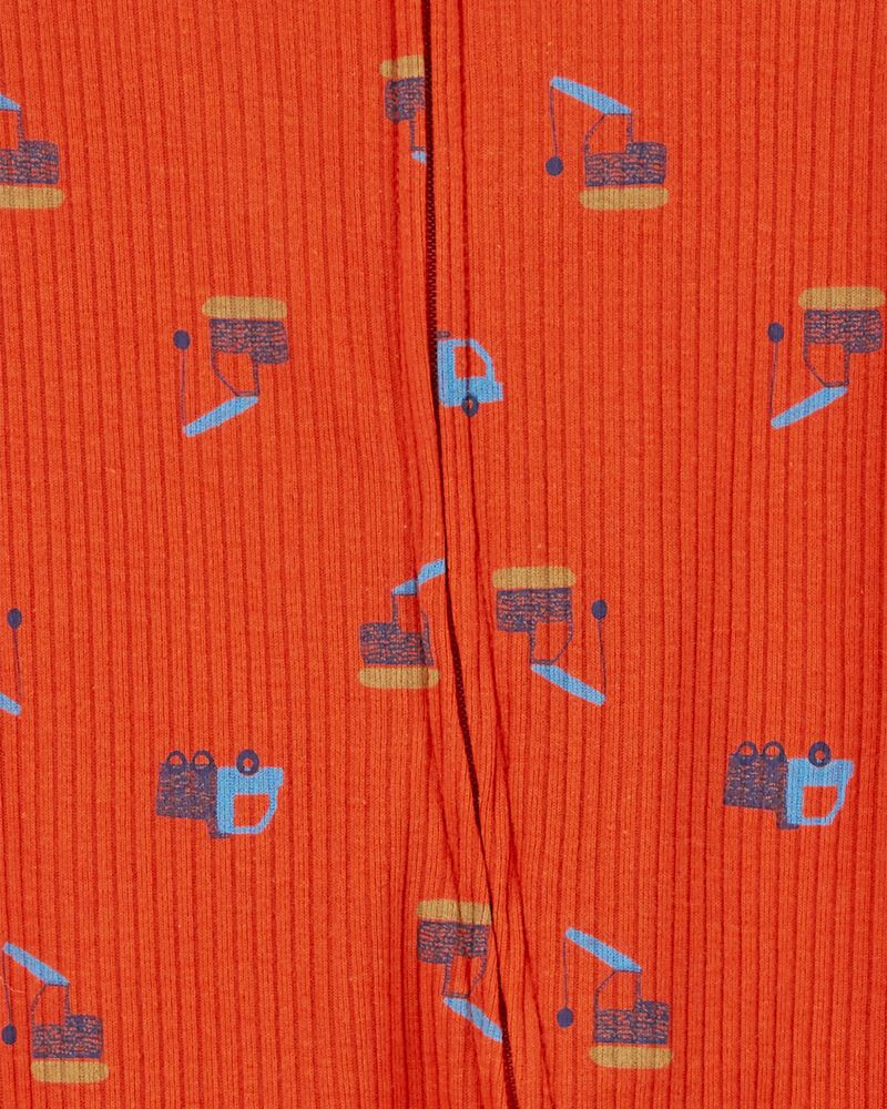 Baby Boy Construction 2-Way Zip Cotton Blend Sleep & Play Pajamas, image 2 of 4 slides
