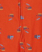 Baby Boy Construction 2-Way Zip Cotton Blend Sleep & Play Pajamas, image 2 of 4 slides