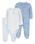 Baby Boy 3-Piece Puppy Outfit Set - Blue, image 1 of 5 slides