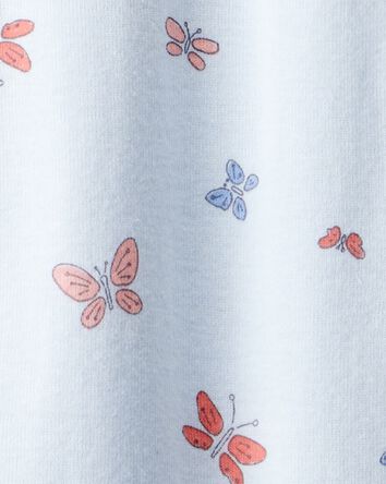 Toddler Girl Butterfly 100% Cotton Snug Fit Footie 1-Piece Pajamas - Blue, 