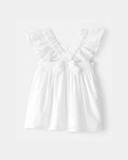 Baby Girl Swiss Dot Ruffle Dress - White, image 2 of 5 slides