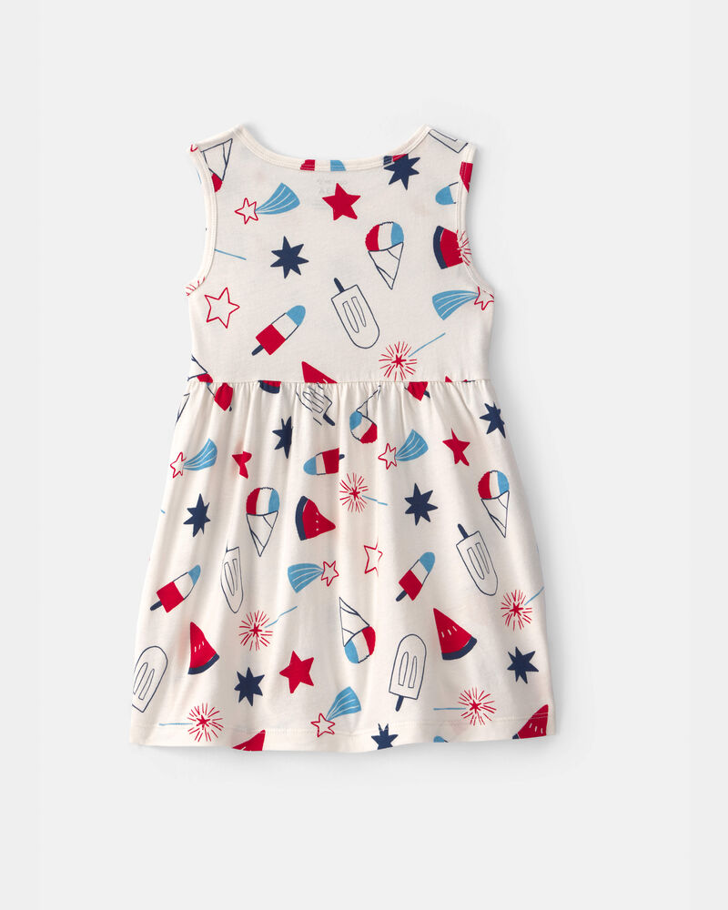 Toddler Girl Fourth of July Popsicle Sleeveless Knit Dress - Cream, image 2 of 4 slides