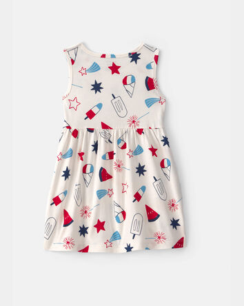 Toddler Girl Fourth of July Popsicle Sleeveless Knit Dress - Cream, 