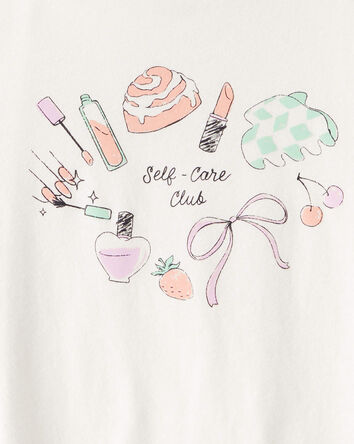 Girls 'Self Care Club' Short-Sleeve Graphic Tee - Ivory, 