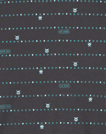 Boys Gaming 100% Cotton 6-Piece Pajama Sets - Teal/Black, 