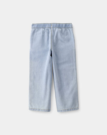 Toddler Girl Patchwork Drawstring Wide-Leg Pants - Light Wash, 