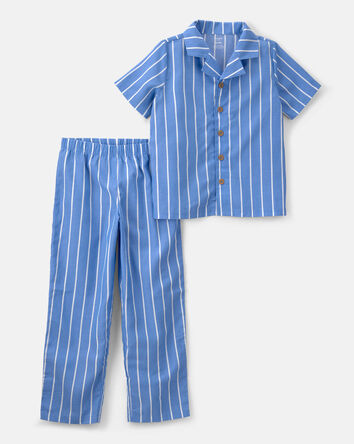 Boys Striped Loose Fit 2-Piece Pajama Set - Blue, 