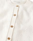 Baby Girl Organic Cotton Sweater Knit Pointelle Jumpsuit, image 2 of 4 slides