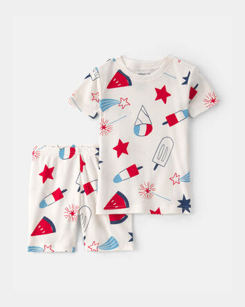 Toddler Fourth of July Popsicle 2-Piece Short-Sleeve Pajama Set, 