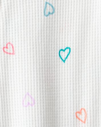 Toddler Girl Heart Cotton Snug Fit Footie 1-Piece Pajamas - White, 