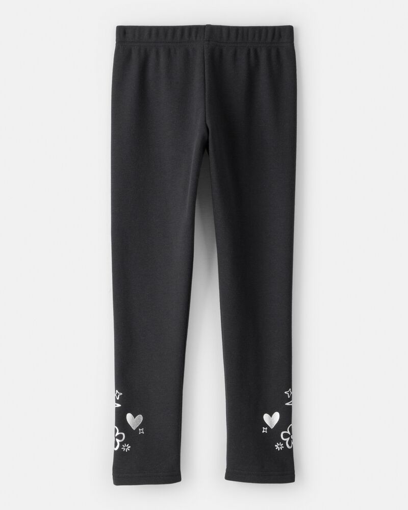 Girls Pull-On Stretch Cozy Leggings - Black, image 2 of 6 slides