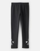 Girls Pull-On Stretch Cozy Leggings - Black, image 2 of 6 slides