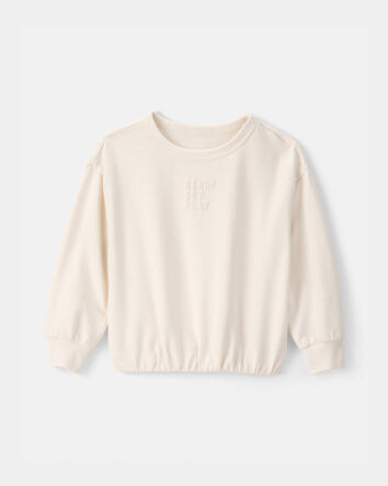 Toddler Girl 'Ready Set Play' French Terry Pullover Sweatshirt - Ivory, 
