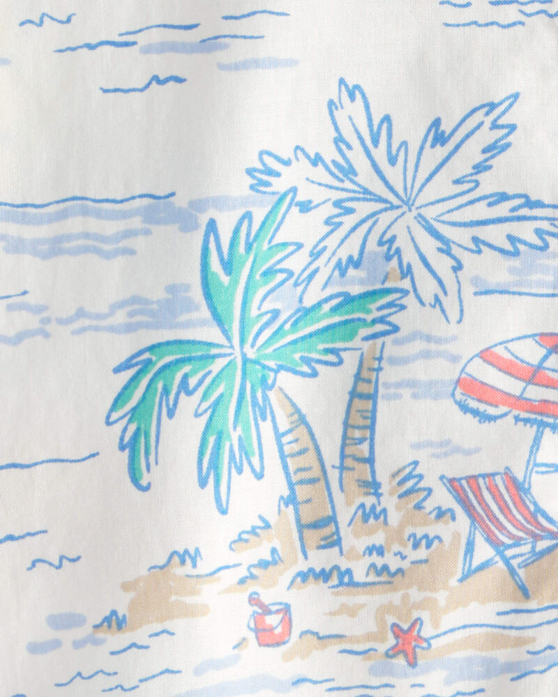 Baby Boy Tropical Beach Short-Sleeve Romper, image 2 of 3 slides