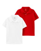 Boys 2-Pack Piqu&eacute; Polos - Red/White, image 1 of 4 slides