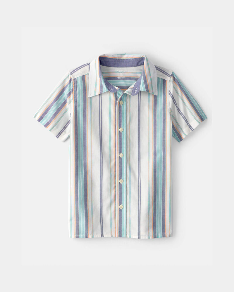 Boys Striped Short-Sleeve Button-Down Shirt, image 1 of 3 slides