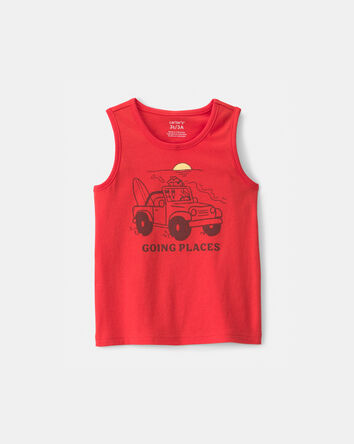 Baby Boy Beach Dog Graphic Tank - Orange, 