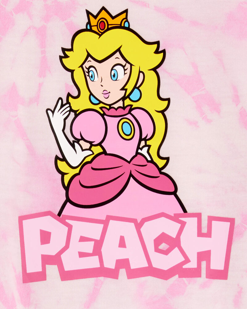 Kid Super Mario Bros&trade; Princess Peach Print Loose Fit 2-Piece Pajamas - Pink, image 2 of 3 slides
