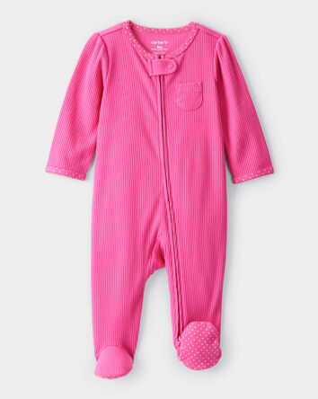 Baby Girl Cotton Long-Sleeve Snug Fit Sleep & Play Pajamas - Pink, 