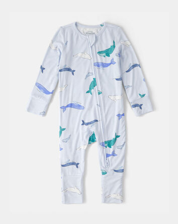 Baby Whale PurelySoft 2-Way Zip Sleep & Play Pajamas - Blue, 