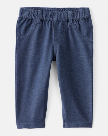 Baby Girl Faux Denim Pants - Navy Blue, 