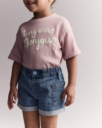 Toddler Girl Mom Shorts in Denim, 