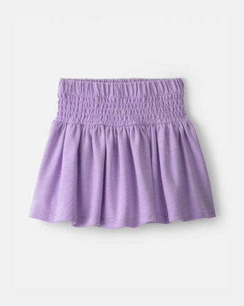 Girls French Terry Smocked Skort - Purple, 