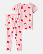 Baby Girl Strawberry PurelySoft 2-Piece Pajama Set - Pink, image 1 of 7 slides