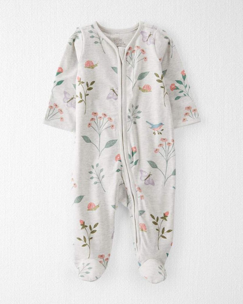Baby Girl Organic Cotton Sleep & Play Pajamas, image 1 of 4 slides