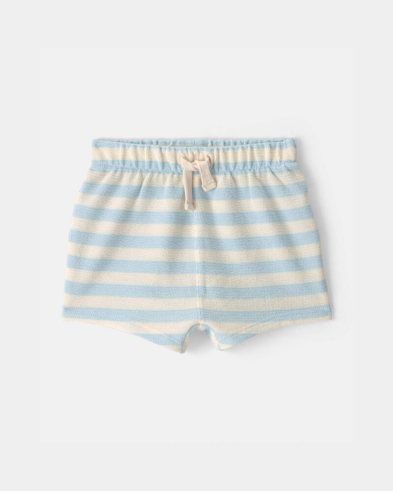 Baby Stripe Drawstring Shorts - Blue/Ivory, image 1 of 4 slides