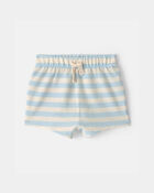 Baby Stripe Drawstring Shorts - Blue/Ivory, image 1 of 4 slides