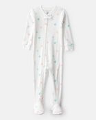 Toddler Girl Heart Cotton Snug Fit Footie 1-Piece Pajamas - White, image 1 of 3 slides