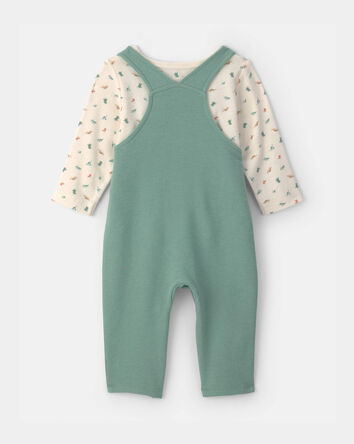 Baby 2-Piece Dinosaur Overall Set - Green/Ivory, 