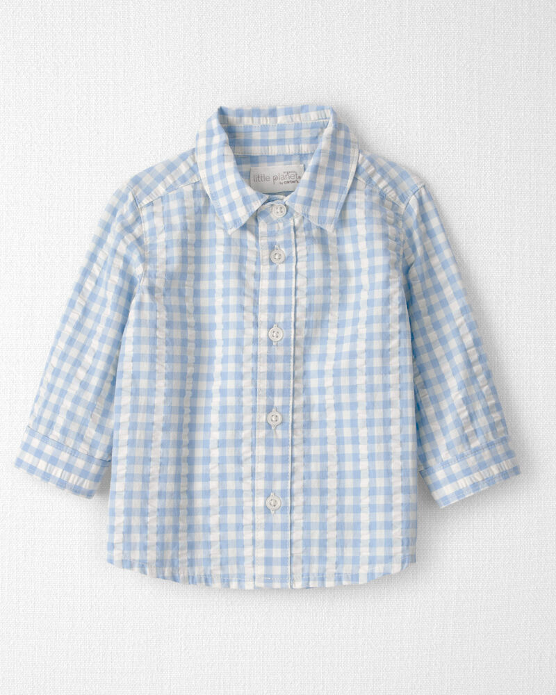 Baby Boy Seersucker Button-Front Shirt Made with Organic Cotton, image 1 of 4 slides