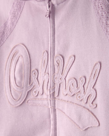 Girls OshKosh Logo Zip-Up Hoodie  - Purple, 