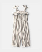 Toddler Girl Striped Ruffle Jumpsuit - Black/Ivory, image 5 of 7 slides