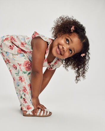 Toddler Girl Floral Pants - Cream, 
