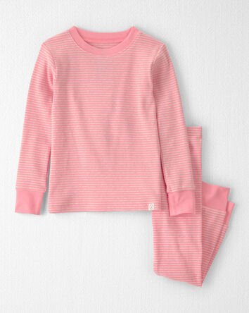 Toddler Girl 2-Piece Organic Cotton Ribbed Pajama Set in Stripes, 