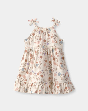 Baby Girl Floral Sleeveless Dress - Cream, 
