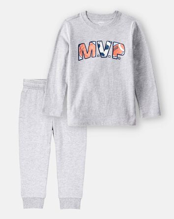 Toddler Boy 2-Piece MVP Long-Sleeve Graphic Tee & Joggers Set - Grey
, 