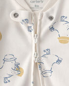 Baby Duck 2-Way Zip 100% Cotton Sleep & Play Pajama - Cream, image 2 of 4 slides