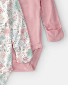 Baby Girl 2-Pack Butterfly Garden PurelySoft Multipack Bodysuits - Pink/Ivory, image 2 of 7 slides