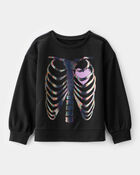 Girls Metallic Skeleton Pullover Sweatshirt - Black, image 1 of 3 slides