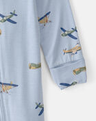Baby Boy Plane 2-Way Zip PurelySoft Footie Sleep & Play Pajama - Blue, image 5 of 7 slides