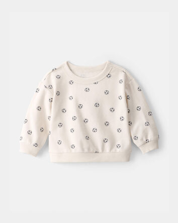Baby Soccer French Terry Pullover Sweatshirt - Ivory, 